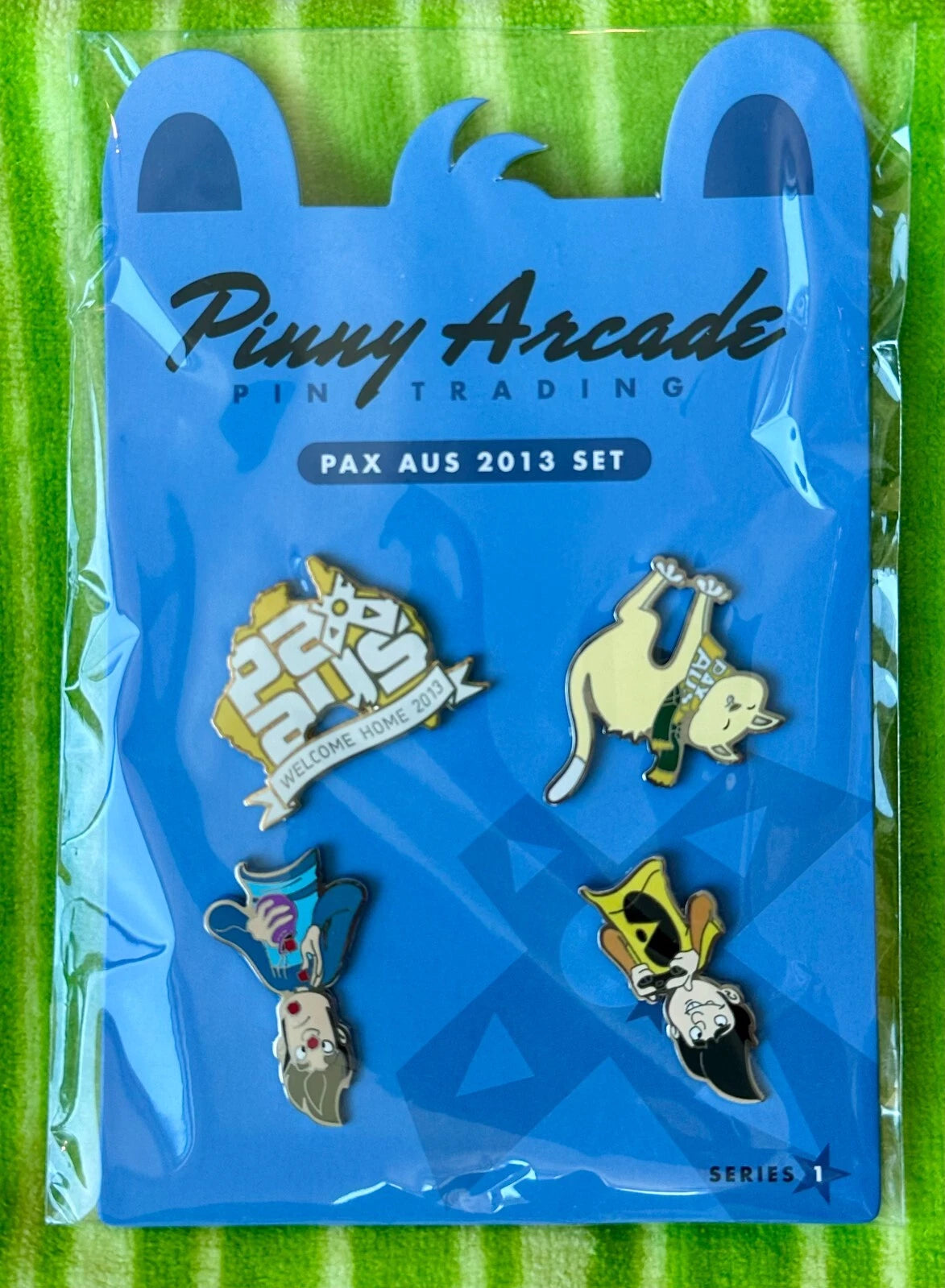 Pinny Arcade PAX Aus 2013 Pin Show Set Upside Down Kemper Logo