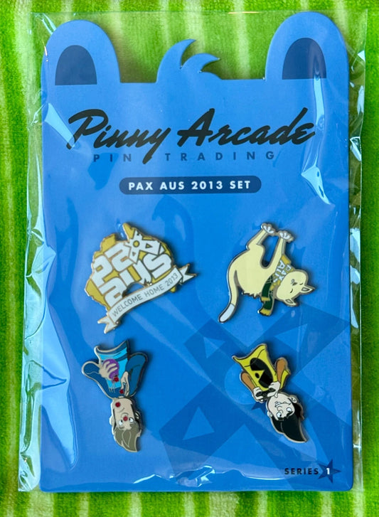Pinny Arcade PAX Aus 2013 Pin Show Set Upside Down Kemper Logo