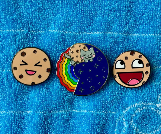 Pinny Arcade PAX East 2025 Cookie Brigade Nyan Cat + Emoji Pins Bundle Set
