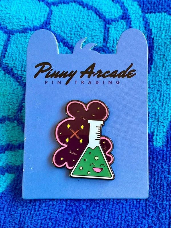 Pinny Arcade PAX Aus 2023 Press X to Cure Cancer Pin Science Beaker Rabbit